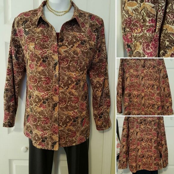 Liz & Me Tops - #368 Liz & Me Floral long sleeve button up Top,sze.3X